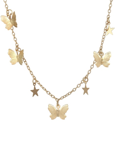 14K Solid Yellow Gold Diamond CZ Butterfly Necklace – LTB JEWELRY