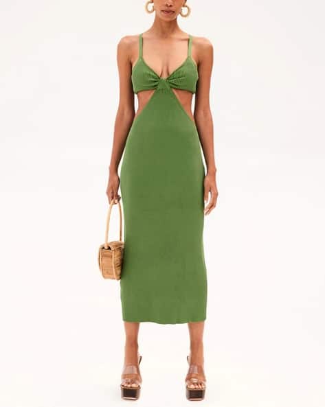 cult gaia serita dress green Cult Gaia Serita Knit Cutout Maxi Dress Size XS