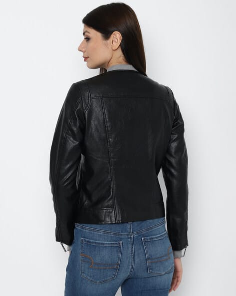 Biker Jacket with Zip Closure view 3