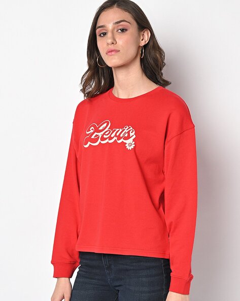 Womens red hot sale crewneck sweatshirt