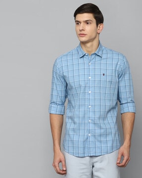 Louis Philippe Sport Men Checkered Casual Grey Shirt - Buy Louis