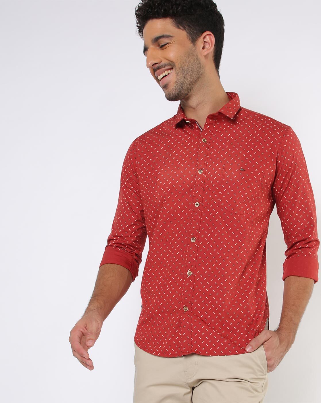 Mens Formal Shirt Full Sleeves Red CL2 GT3