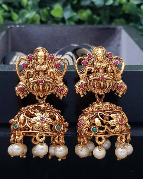 Stunning Design Gold Plated Jimiki Earrings For Party Wear ER2584