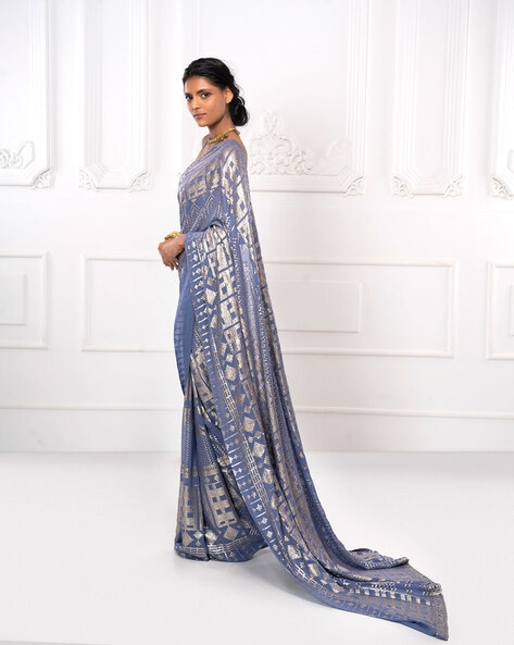 Buy Adara Khan Peach Sheer Sequin Work Saree With Blouse Online | Aza  Fashions