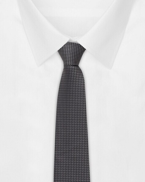 Black and Grey Patchwork Pure Silk Tie Art. P395