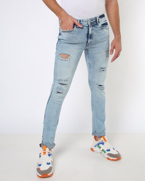 Rookies light blue ripped jeans - G3-MJE4495 | G3fashion.com