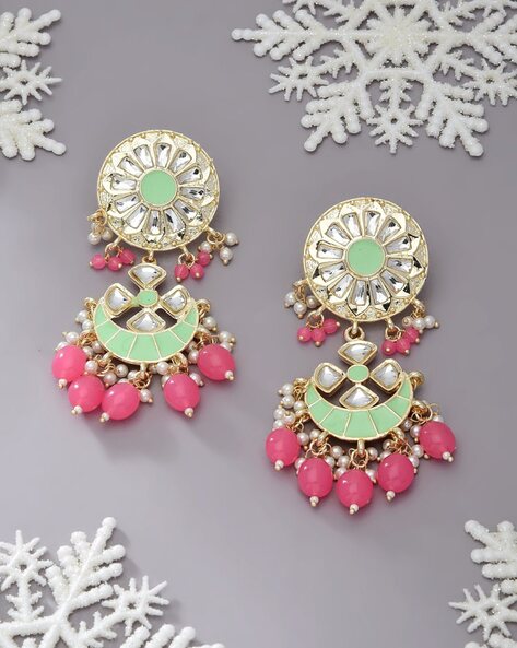 Indian Bollywood Style Big White Traditional Jhumka Earrings for Girls |  eBay