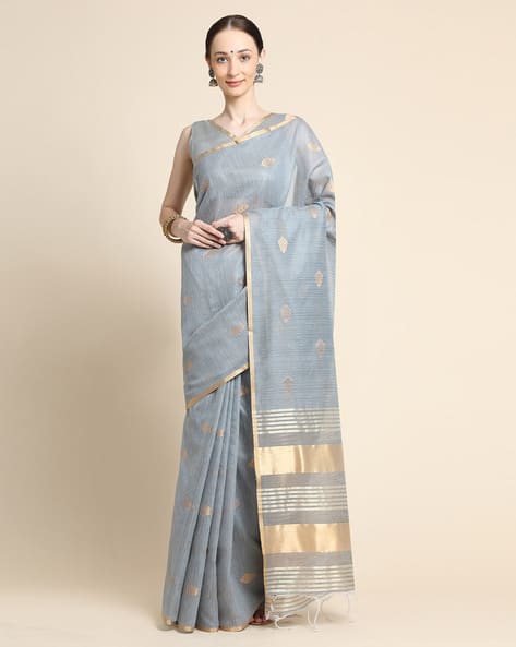 Traditional Saree with Zari Woven Motifs