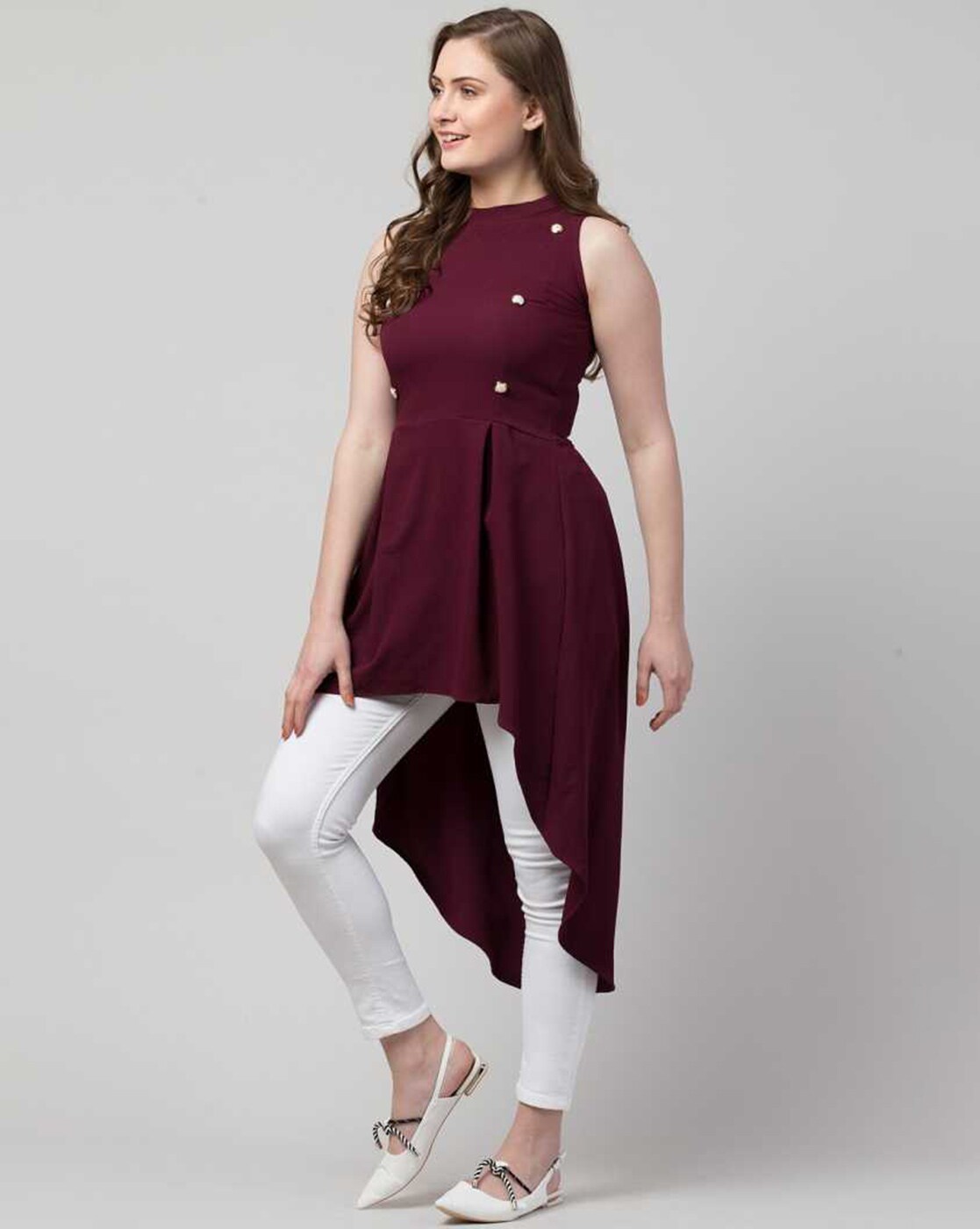 IUGA Casual Solid Women Maroon Top - Buy IUGA Casual Solid Women Maroon Top  Online at Best Prices in India