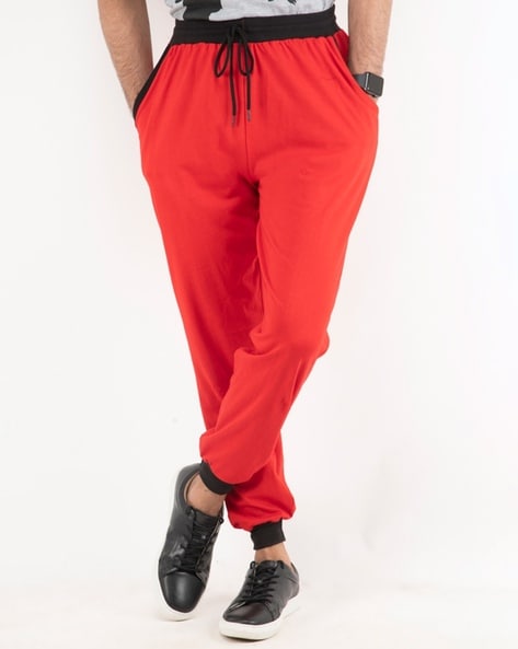 Black and discount red joggers mens