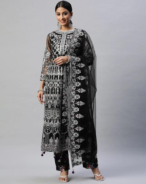 Embellished Unstitched Dress Material Price in India