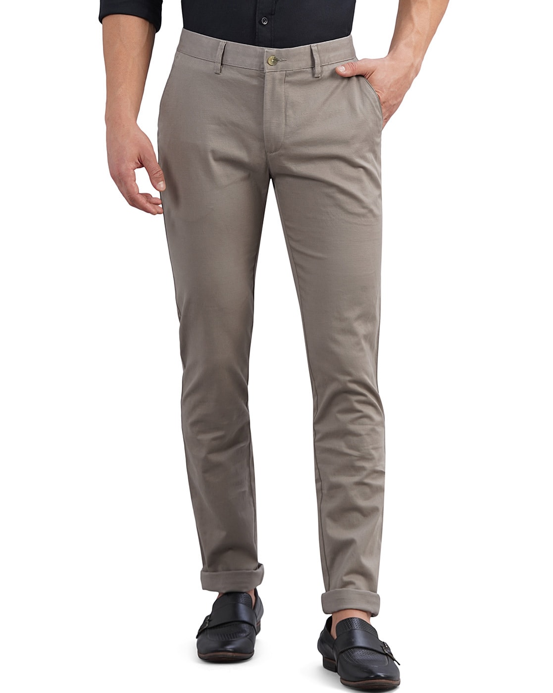 GreenFibre Khaki Slim Fit Trousers  Buy GreenFibre Khaki Slim Fit  Trousers Online at Low Price in India  Snapdeal