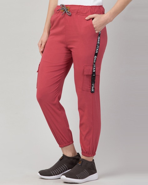 Cargo Pants with Elasticated Waist and Typographic Detail