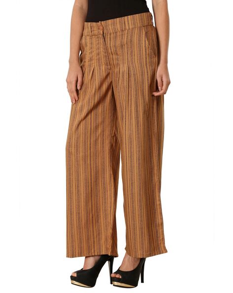 Striped Pleat-Front Pants with Insert Pockets Price in India