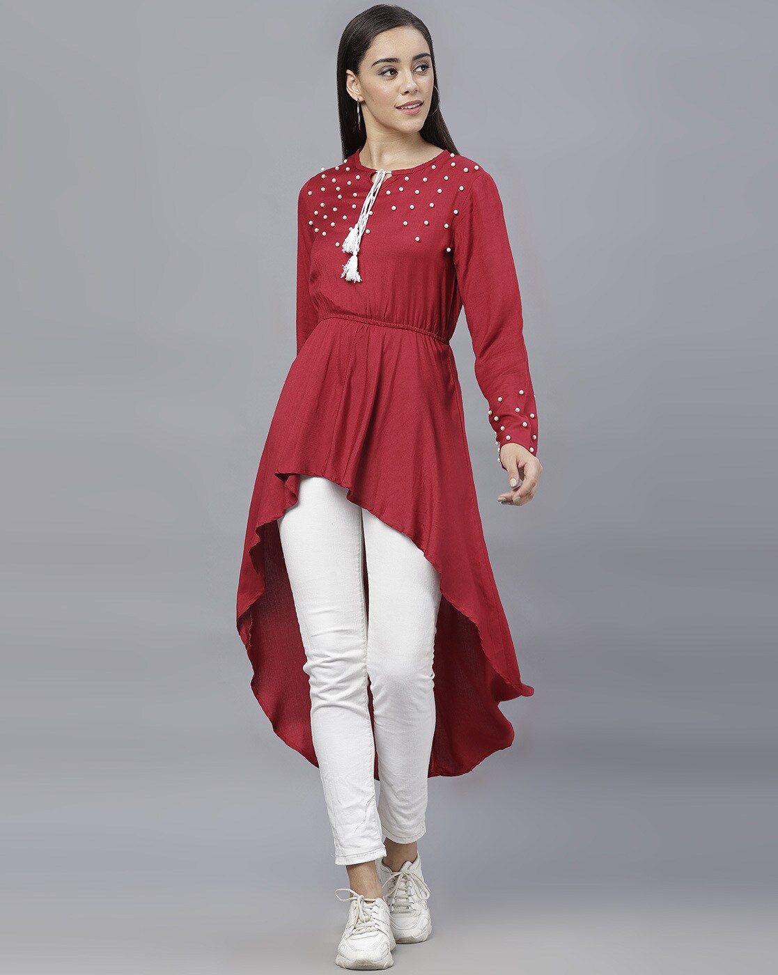 Beautiful Asymmetric cotton printed Kurti with up to down hem. Paired with  flare plazo pant. Simp… | Plazo designs latest style, Blouse dress outfit,  Printed kurti