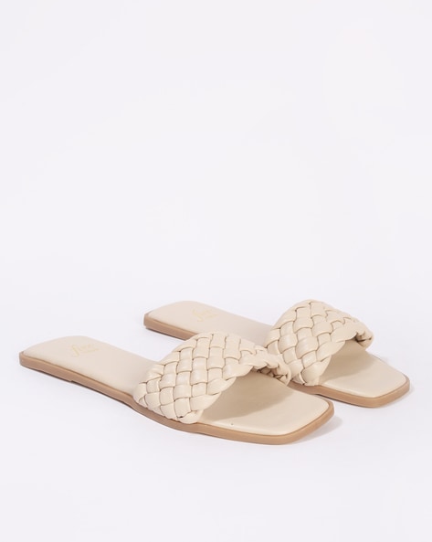 me Women's Woven Open Toe Flats - Beige