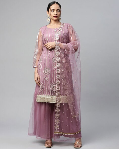 Embellished Unstitched Dress Material Price in India