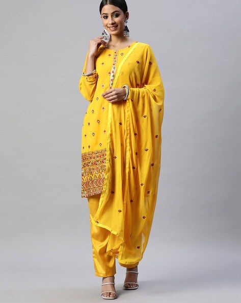 Embellished Unstitched Dress Material Price in India