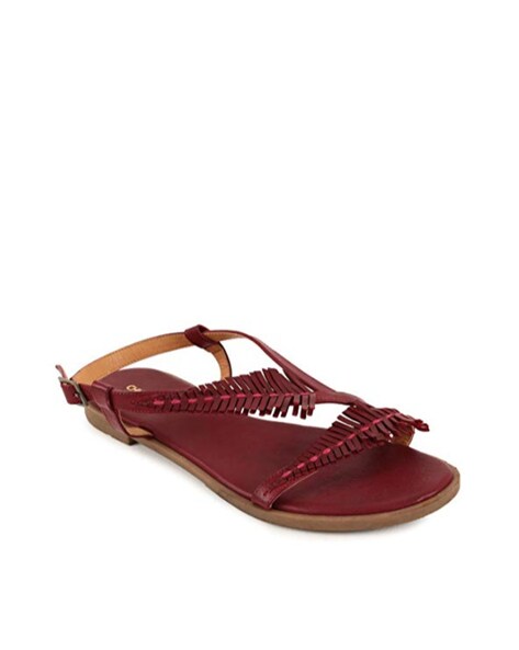 Maroon discount flat sandals