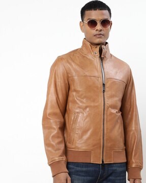 leather bomber jacket india