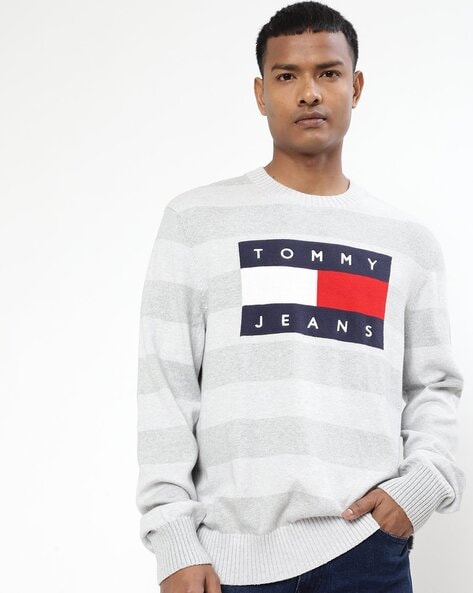 Brand Print Crew Neck Pullover