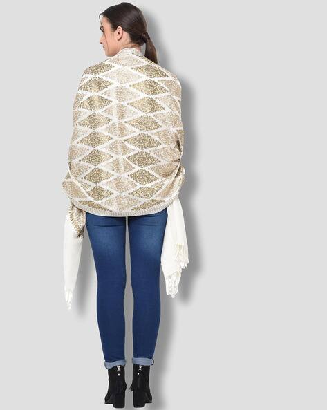 Abstract Print Shawl with Tassels view 3