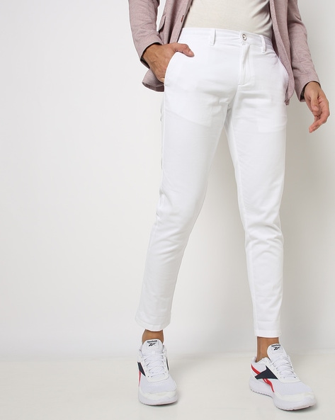 Buy now mens white regular fit clean look Trouser  Wrogn by virat kohli   WOTR4276M