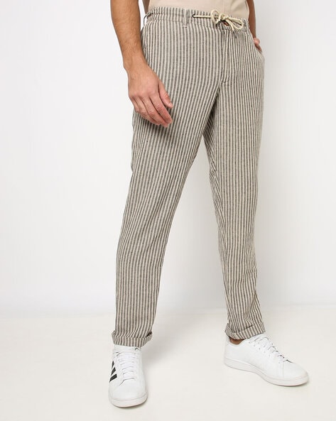 striped slim trousers