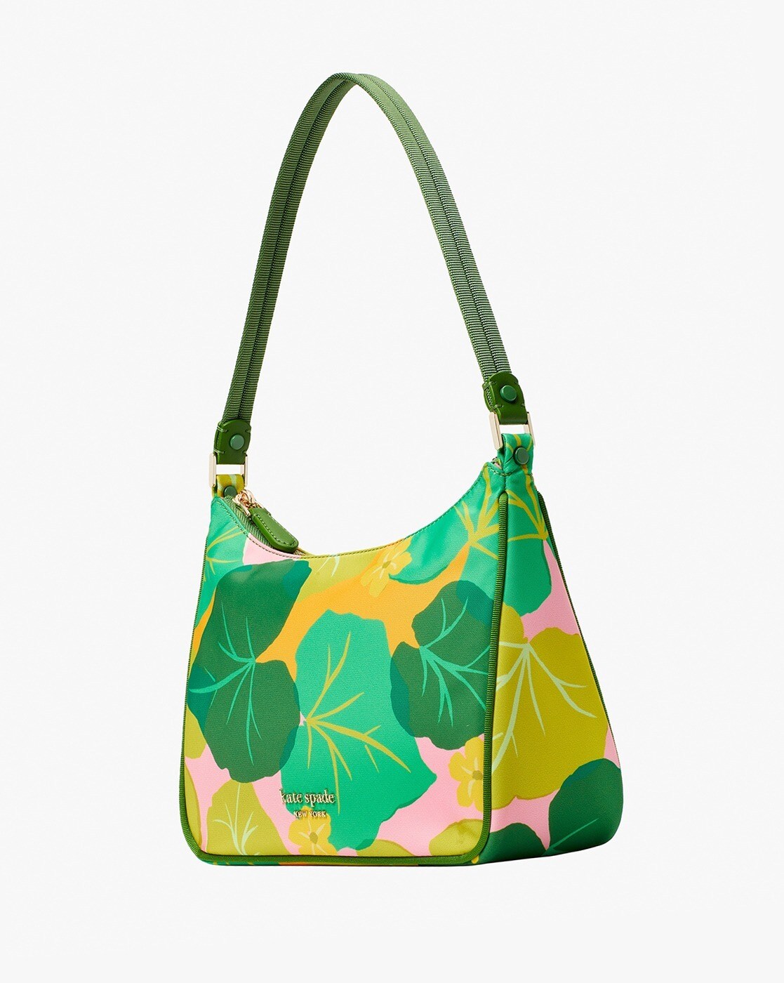Kate Spade Leila Medium Triple Compartment Shoulder Bag Green Lily Bloom  Floral - ShopperBoard