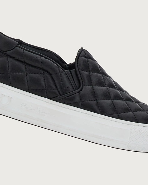 Buy Ferragamo Quilted Slip-On Sneakers | Black Color Women | Ajio Luxe