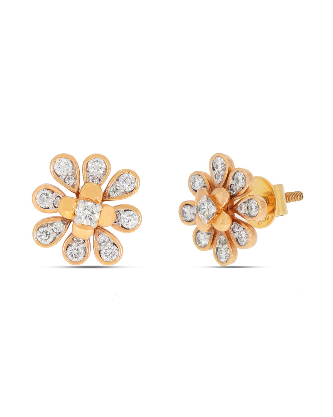 Golden Gleam Sunburst Diamond Stud Earrings