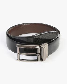 network Reptilian Pattern Reversible Leather Belt-picture-46