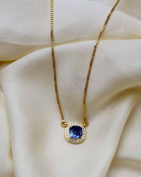 Buy Natural Blue Sapphire Gemstone Necklace In 925 Silver | Jewelpin