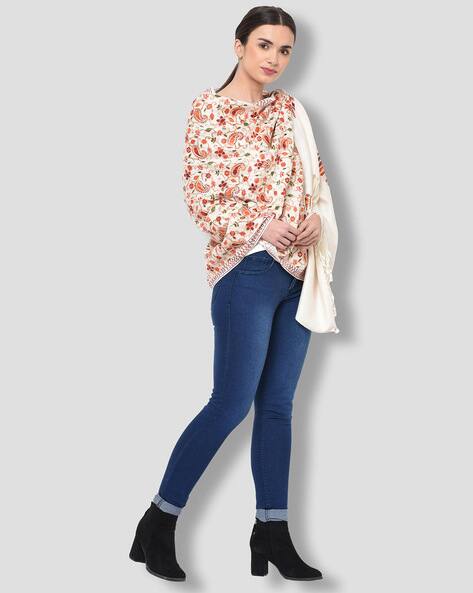 Floral Shawl with Tassels view 3
