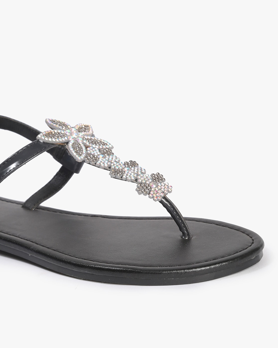 Albano Women's 4694 Seta Flat Dressy Swarovski Crystal Sandals White/Black
