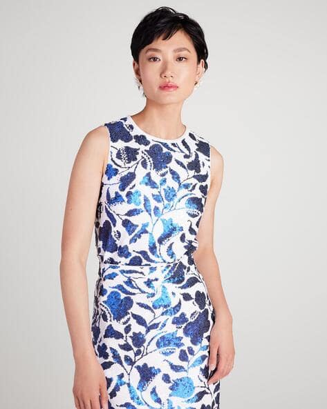 Zig Zac Floral Sequin Top