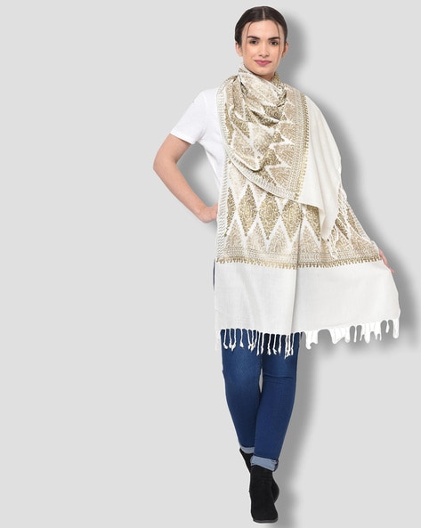 Abstract Print Shawl with Tassels Price in India