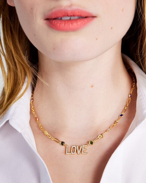 14K Rose Gold Love Script Pendant Necklace With 18