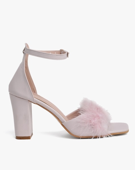 Fluffy block heels best sale