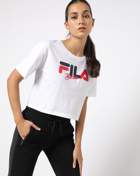 Fila logo crop t-shirt best sale