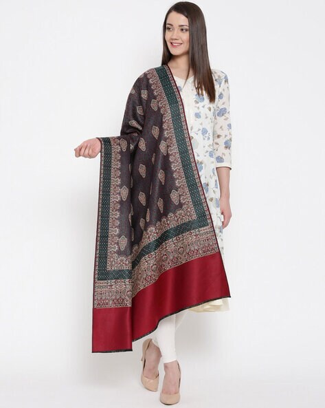 Woven Shawl with Contrast Border Price in India