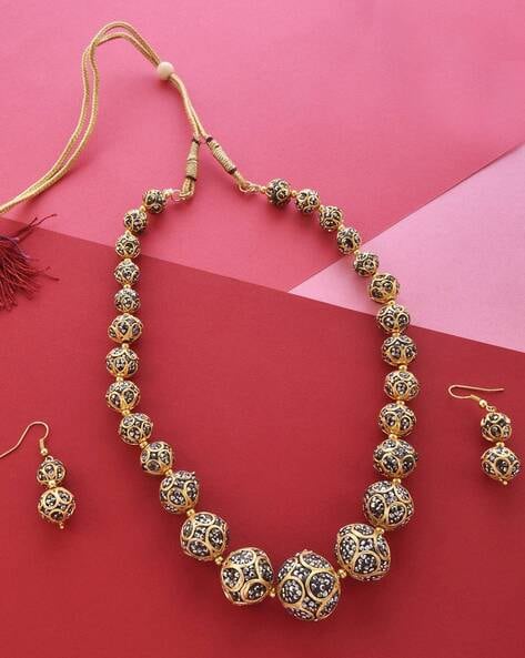 22K Gold Necklace & Drop Earrings Set - 235-GS104 in 19.250 Grams