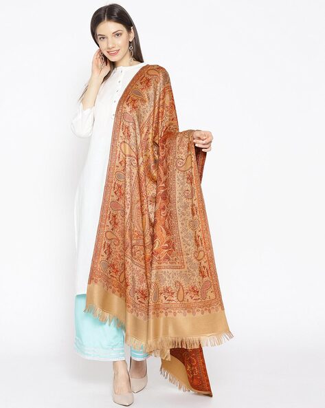 Woven Shawl with Frayed Border Price in India