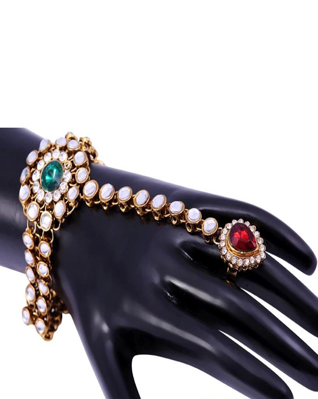 Women Nautical Fashion Bracelet Gold Metal Hand Chain Anchor Charm Ring One  Size | eBay