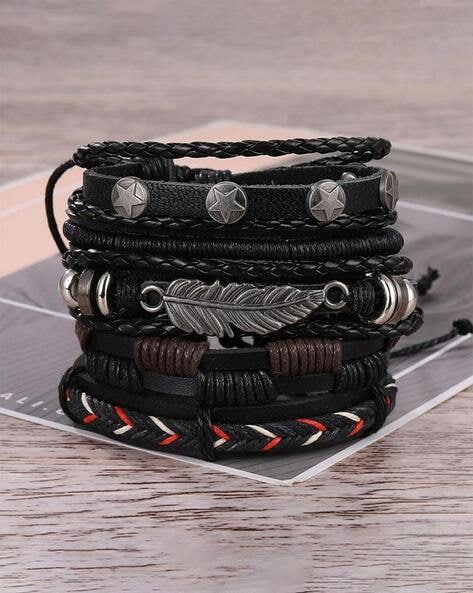 New Natural Stone Men Bracelet High Quality Genuine Leather Bracelets  Stainless Steel Magnet Clasp 14 Style Round Beaded Jewelry