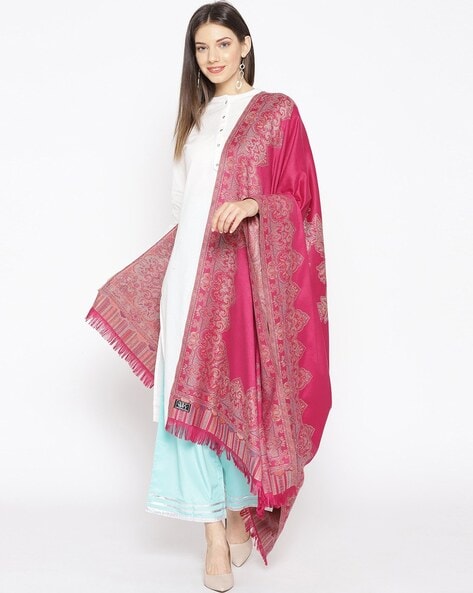 Woven Shawl with Frayed Border Price in India