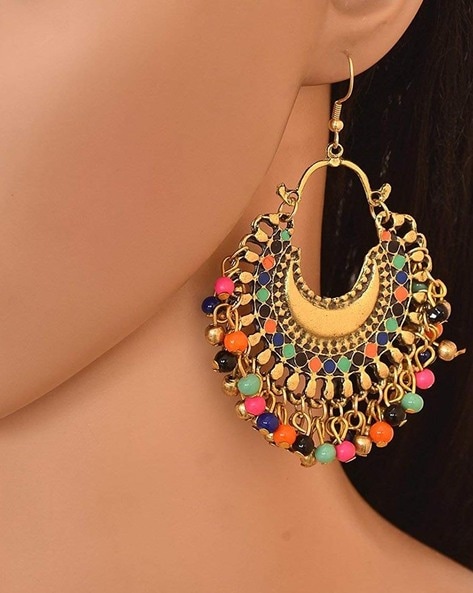 Multicolor Heavy Jadau Jhumka Earrings for Punjabi Suit | FashionCrab.com |  Jhumka earrings, Jhumka, Bold statement jewelry
