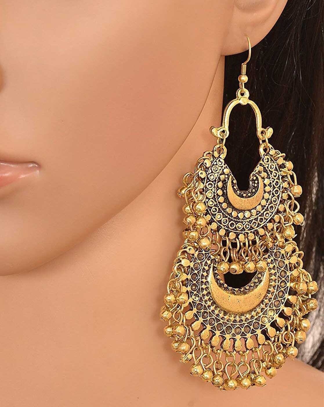 22K Yellow Gold Jeweled Chandbali Earrings (25.8gm) – Virani Jewelers