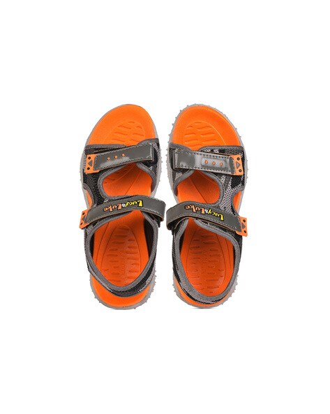 FUNNY black/orange leather sandals