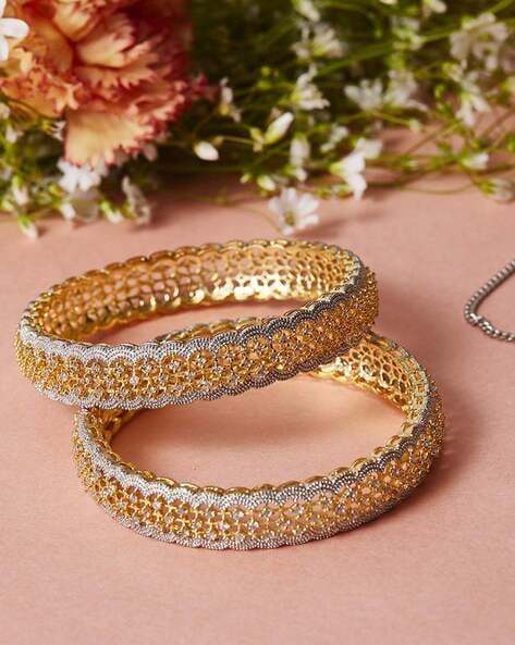 Buy Zaveri Pearls Clear & Golden Alloy Broad Bracelet Online At Best Price  @ Tata CLiQ